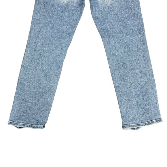 KanCan Women 26 Light Wash Blue Ankle Jeans Stretch Straight Mid RIse Ripped Hem - Picture 8 of 16